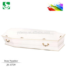 European style wooden coffin with golden handles